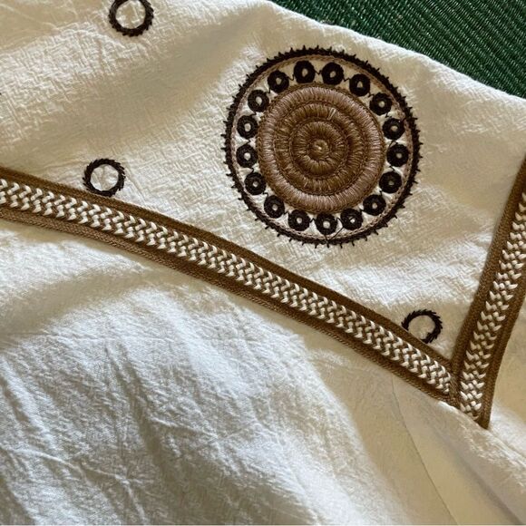 RD & Koko Anthropologie White/Brown Embroidered Peasant Jacket Sz-L - Picture 6 of 9